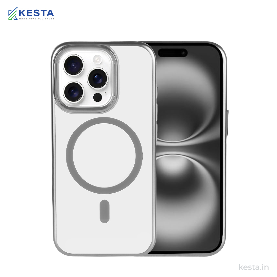 iPhone 16 Pro Max Cover - Notify Popup Grey Transparent Case (Camera Sink Protection & Wireless Charging Optimized)